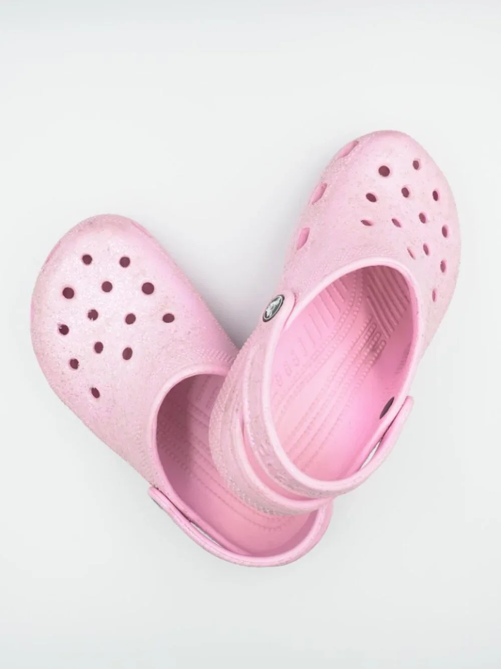 Crocs Classic Glitter Clogs Girls Kids J1 Pink Sparkle Slip-On Shoes